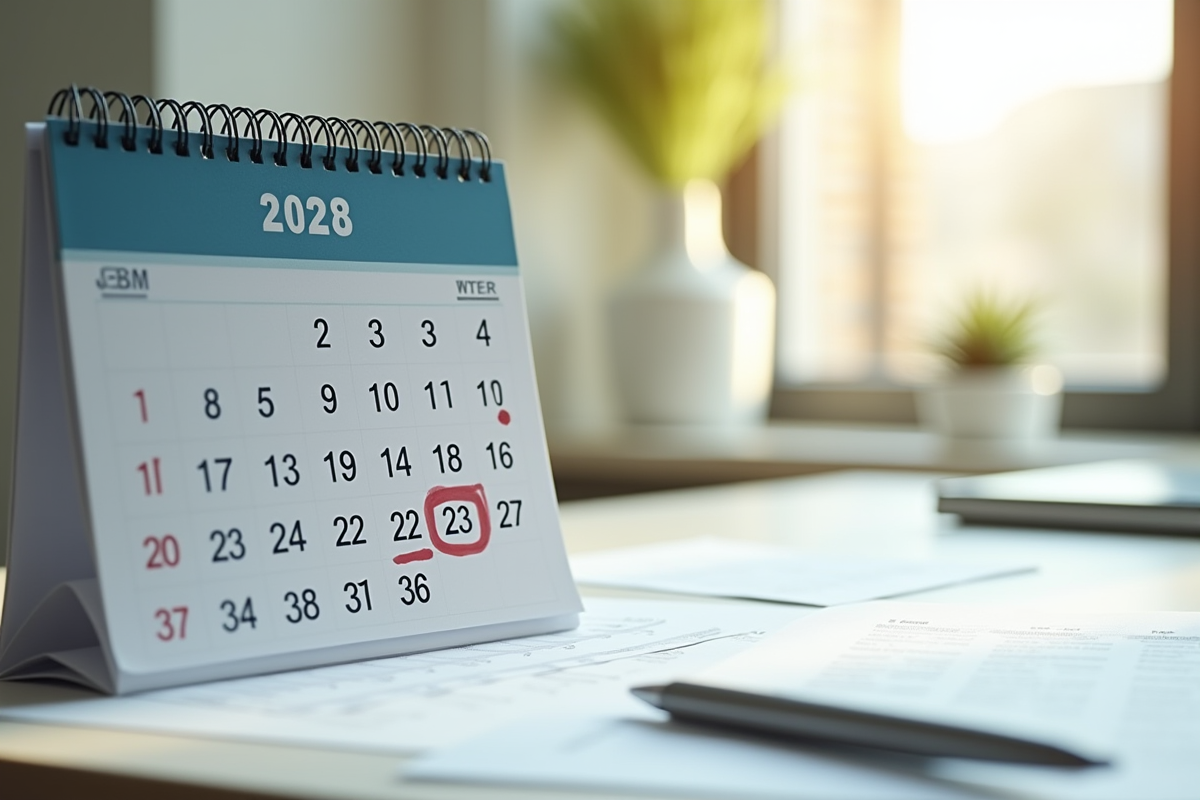 Calendrier avec date circled dans un bureau public