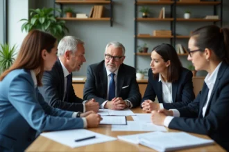 Groupe de professionnels collaborant dans un bureau moderne