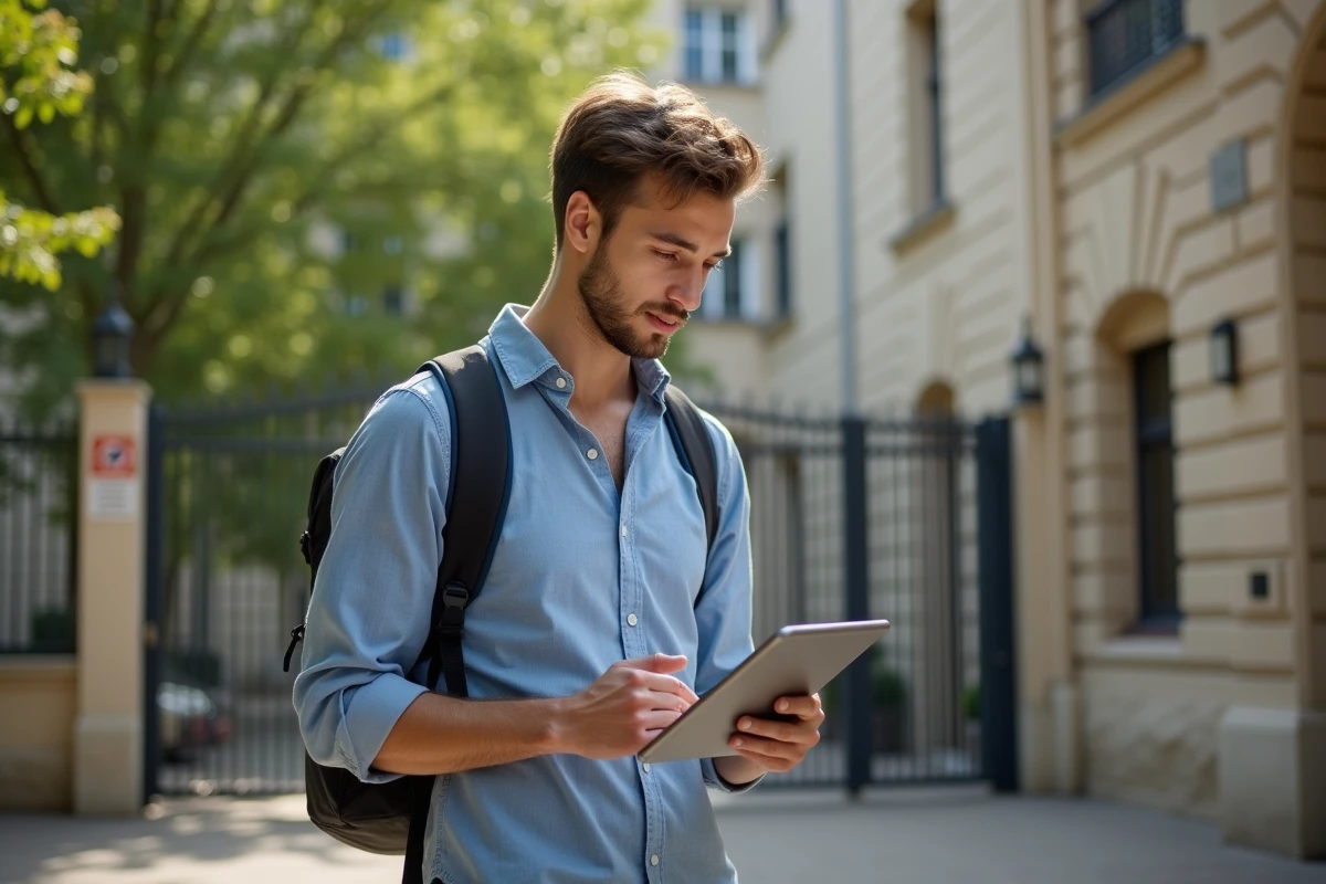 Jeune homme devant un bâtiment académique AixMille
