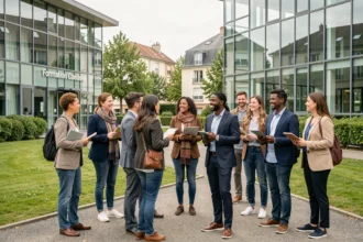Étudiants adultes dans un campus de formation professionnelle en Seine-et-Marne, illustrant les meilleurs centres de formation 2026